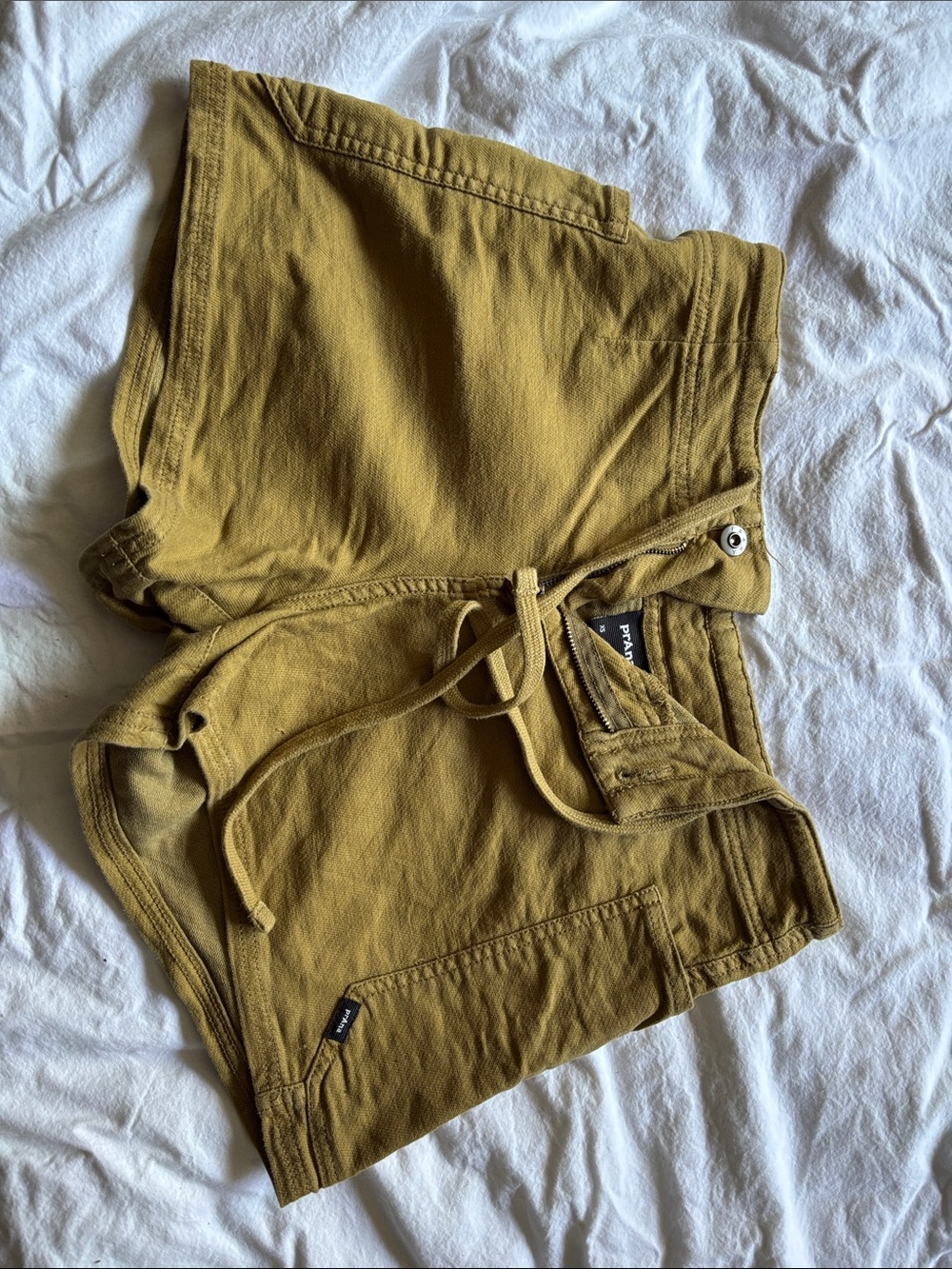 Prana Women's Drawstring High-Waist Shorts in Mustard